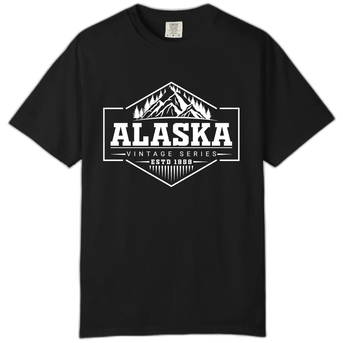 Alaska Vintage Series Mountain Badge Comfort Color in Black