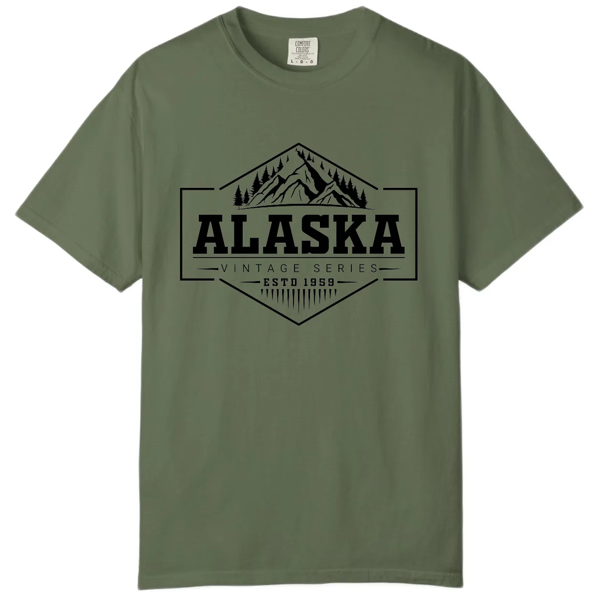 Alaska Vintage Series Mountain Badge Comfort Color in Sage
