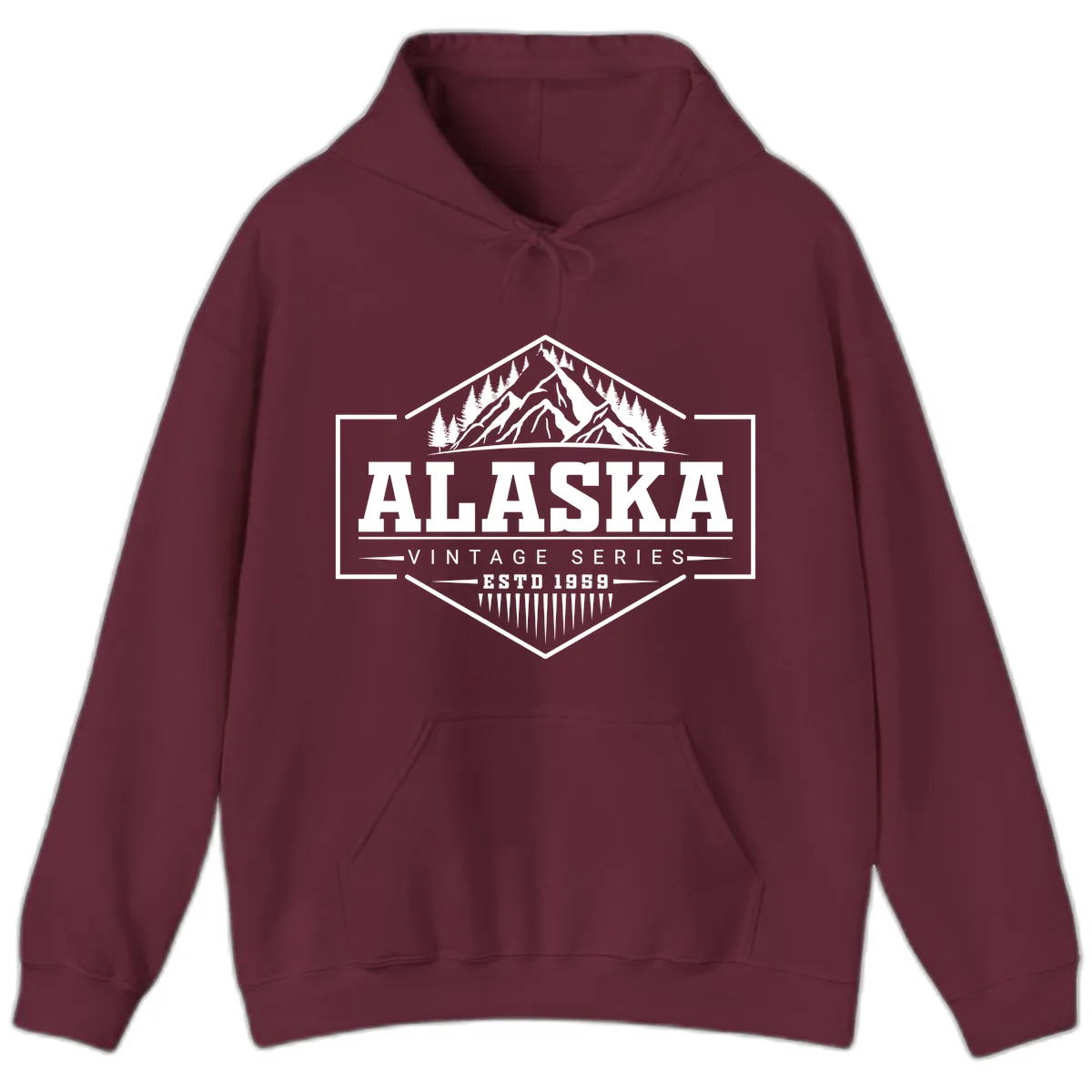 Alaska Vintage Series Mountain Badge Hoodie in Maroon