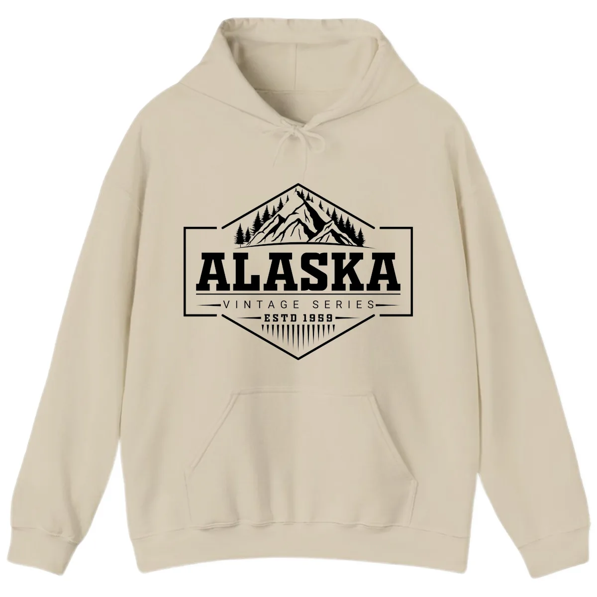 Alaska Vintage Series Mountain Badge Hoodie in Sand