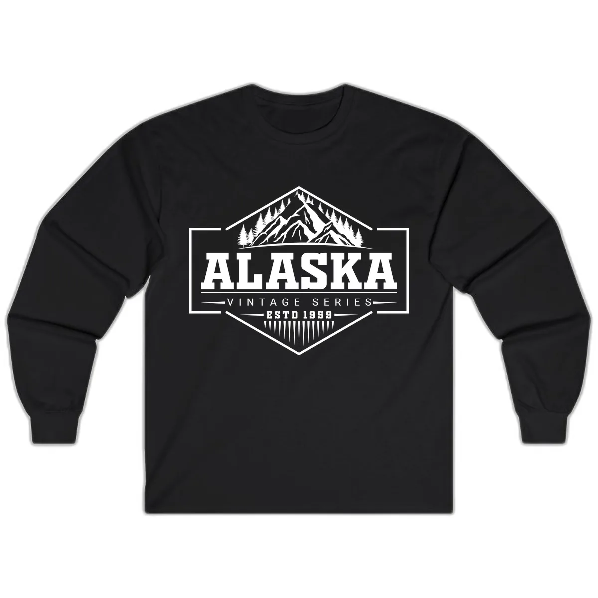 Alaska Vintage Series Mountain Badge Long Sleeve in Black