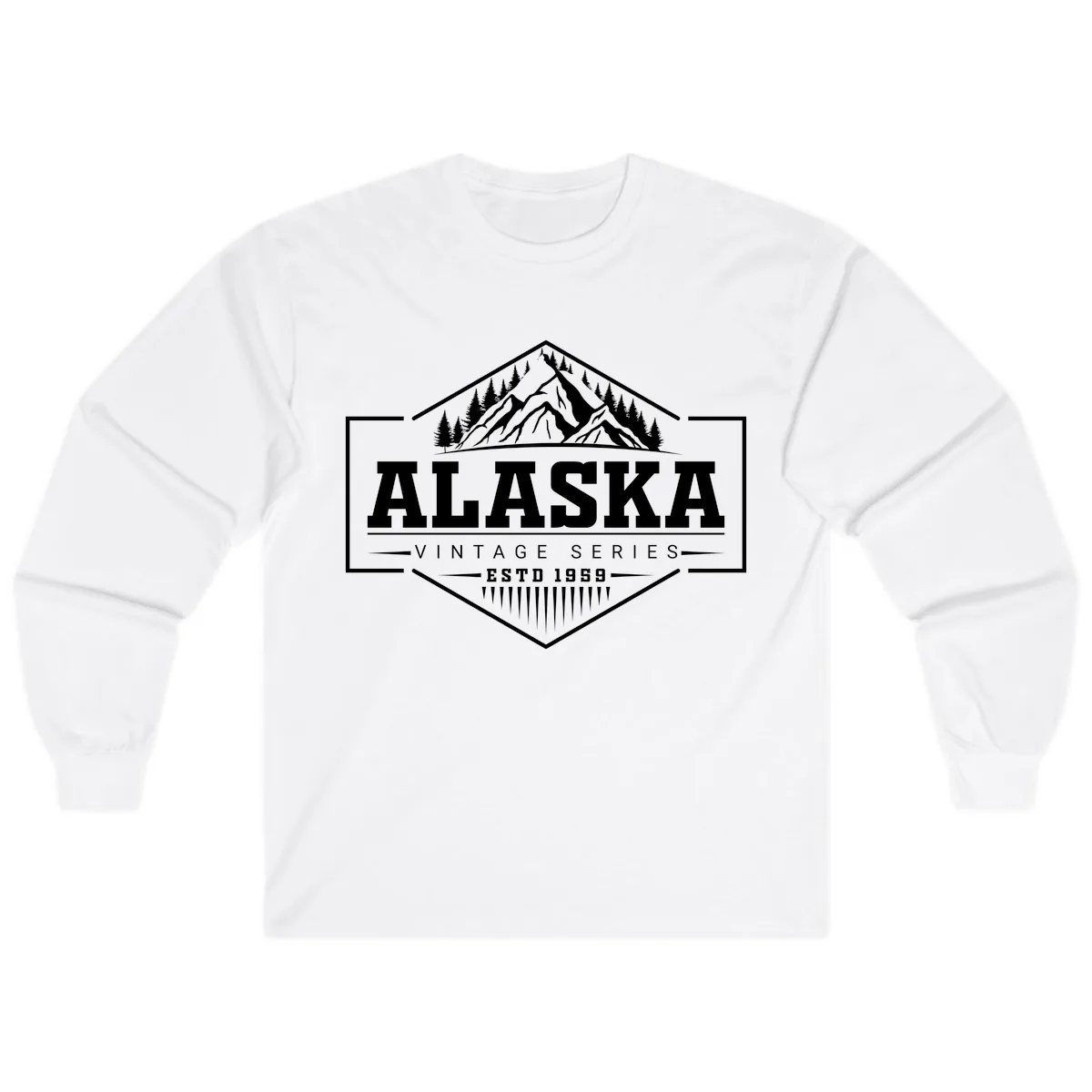 Alaska Vintage Series Mountain Badge Long Sleeve in White