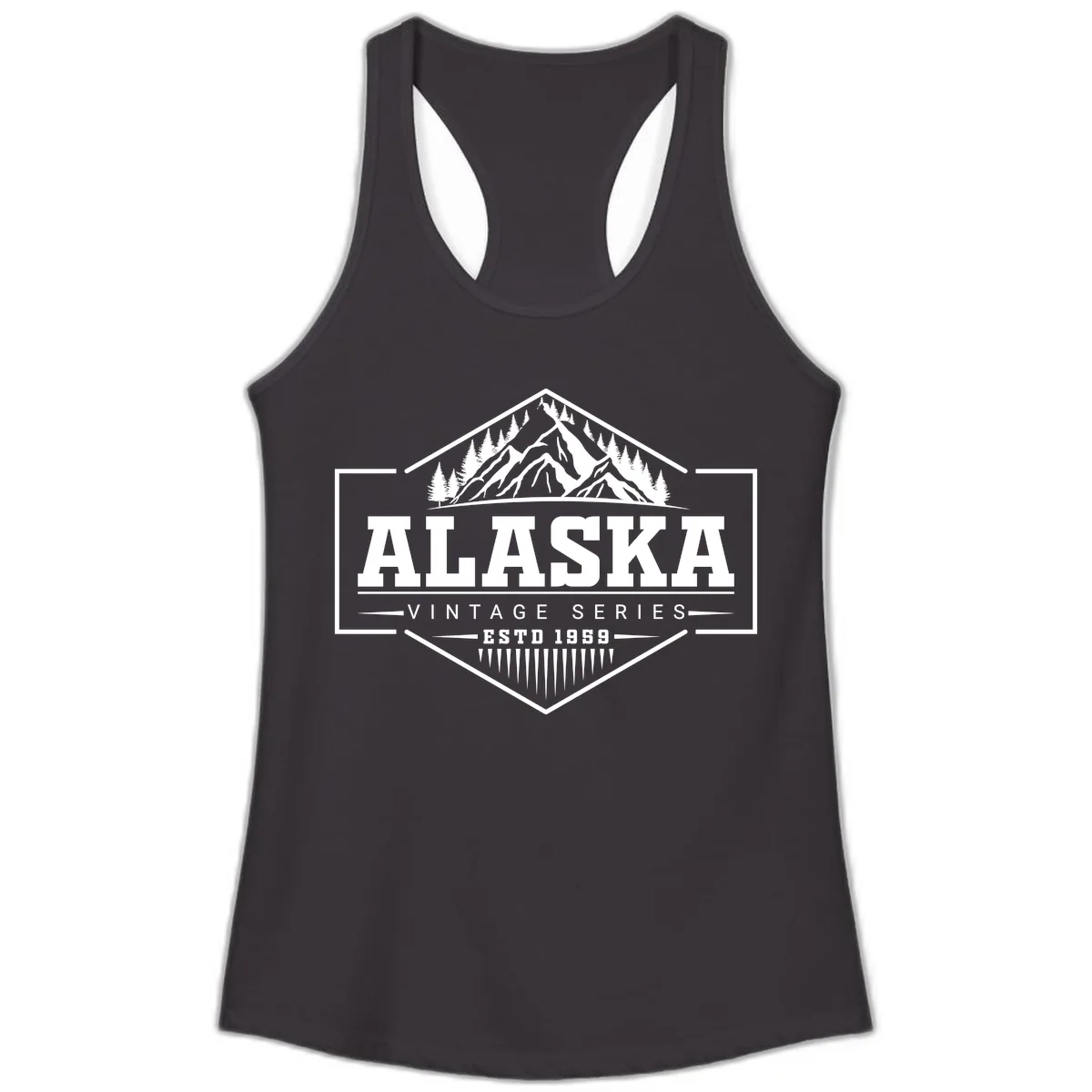Alaska Vintage Series Mountain Badge Ladies Tank in Black