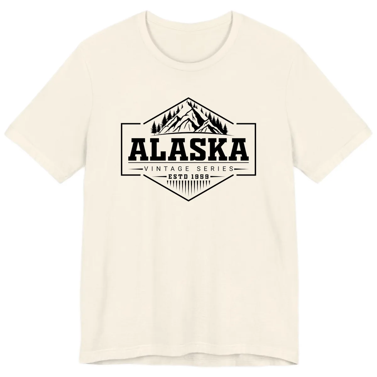 Alaska Vintage Series Mountain Badge Premium T-Shirt in Natural