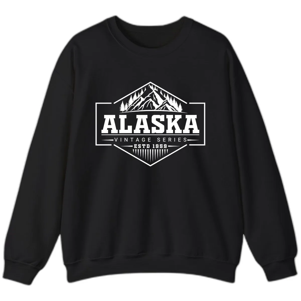 Alaska Vintage Series Mountain Badge Sweatshirt in Black