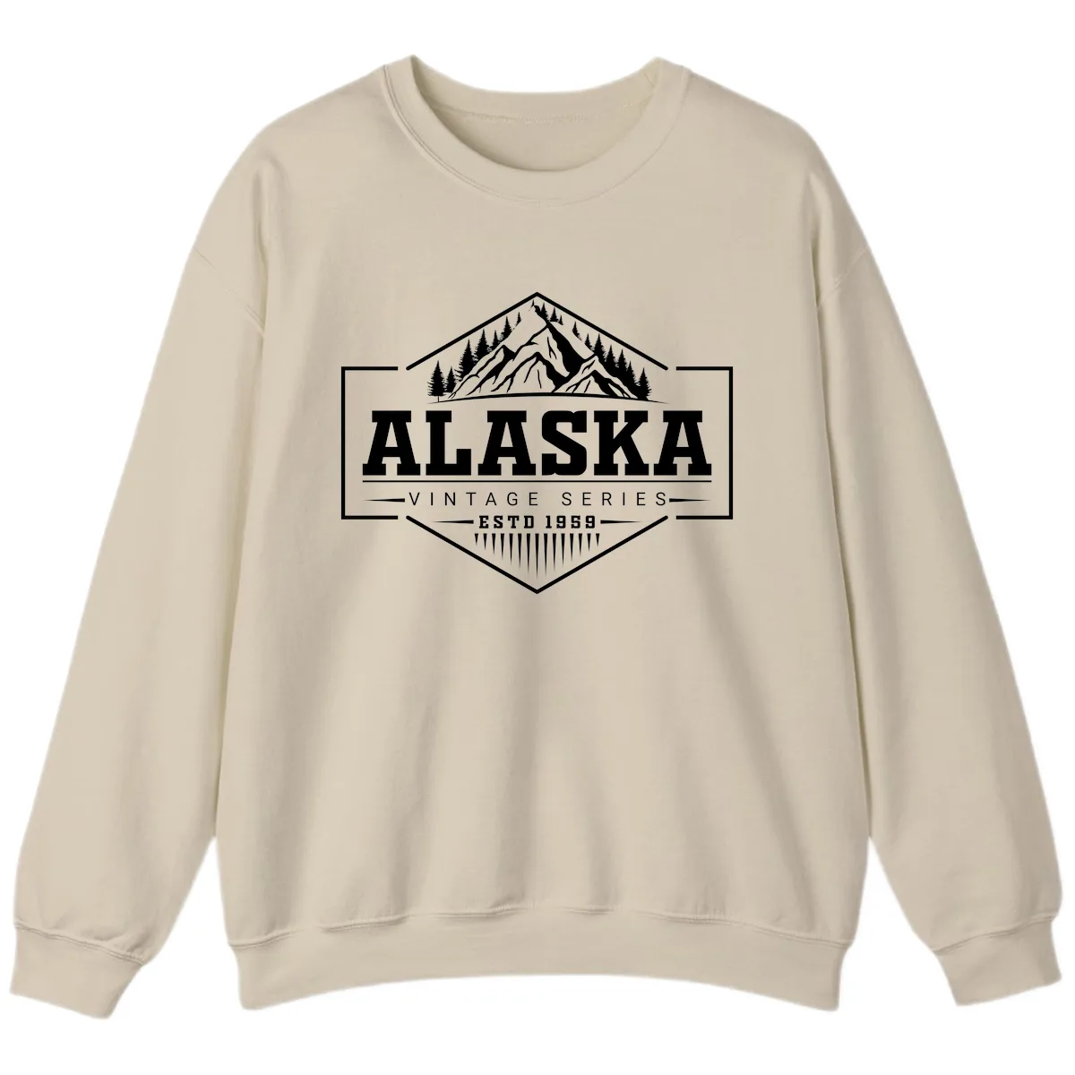 Alaska Vintage Series Mountain Badge Sweatshirt in Sand