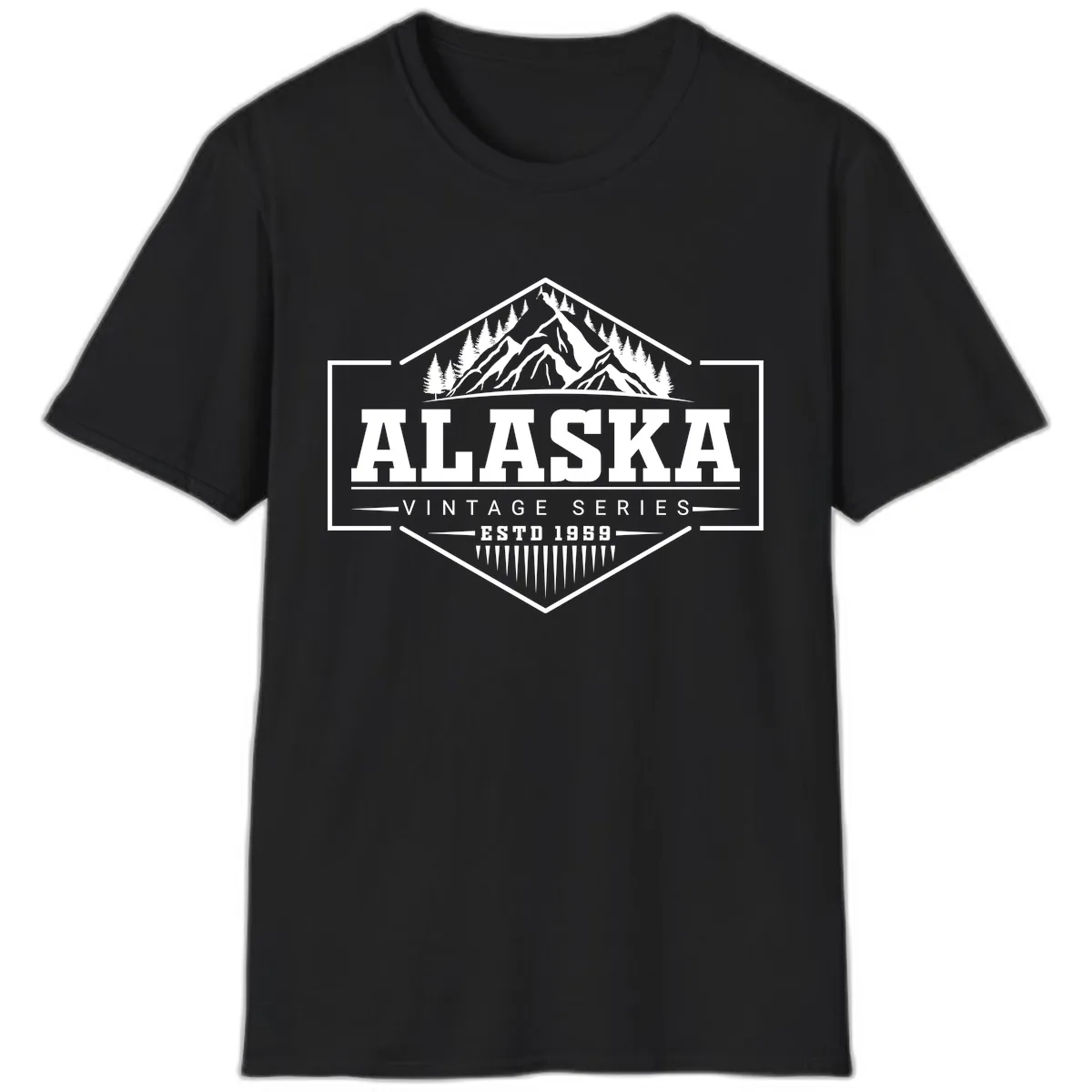 Alaska Vintage Series Mountain Badge T-Shirt in Black
