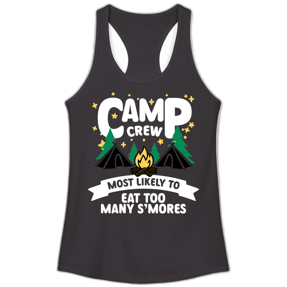 Camp Crew S'mores Most Likely Ladies Tank in Black