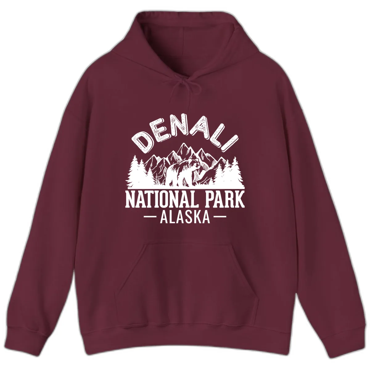 Denali National Park Alaska Hoodie in Maroon