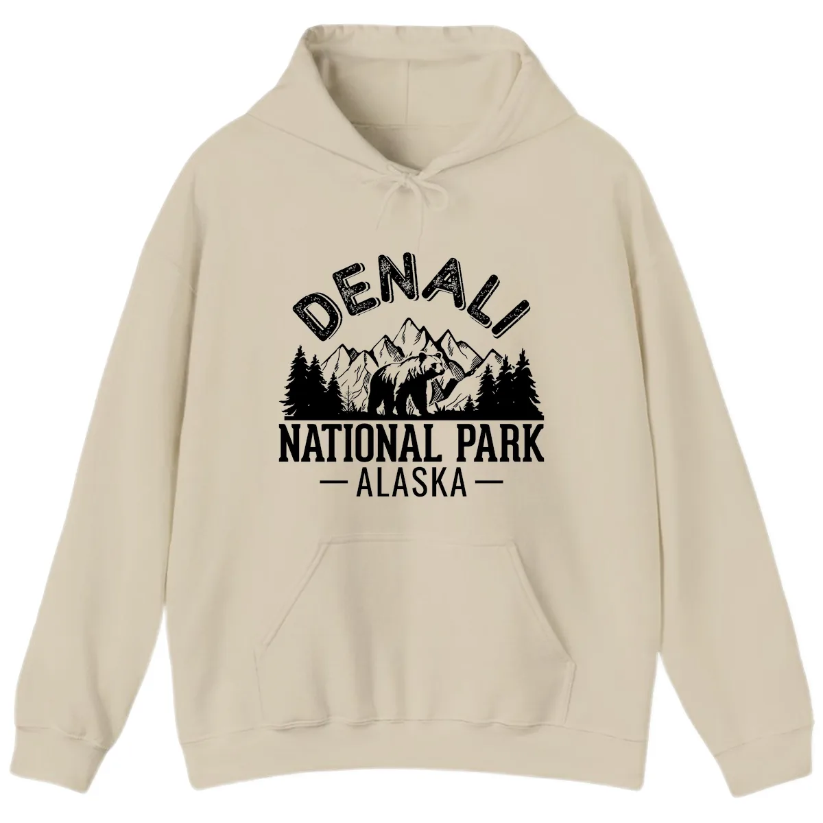Denali National Park Alaska Hoodie in Sand