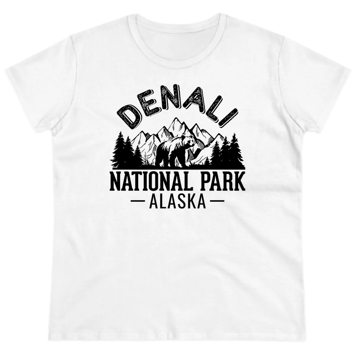 Denali National Park Alaska Ladies Tee in White