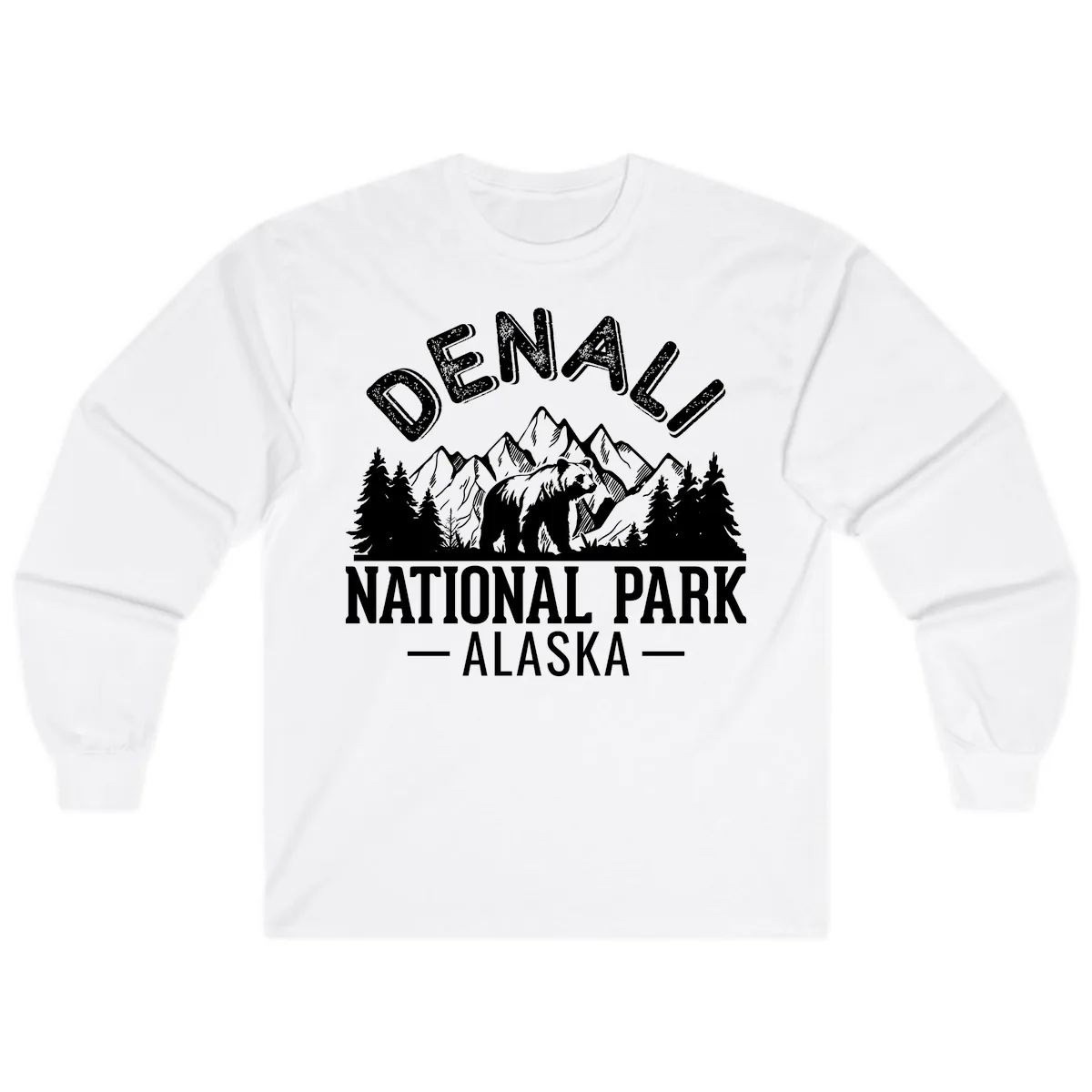 Denali National Park Alaska Long Sleeve in White