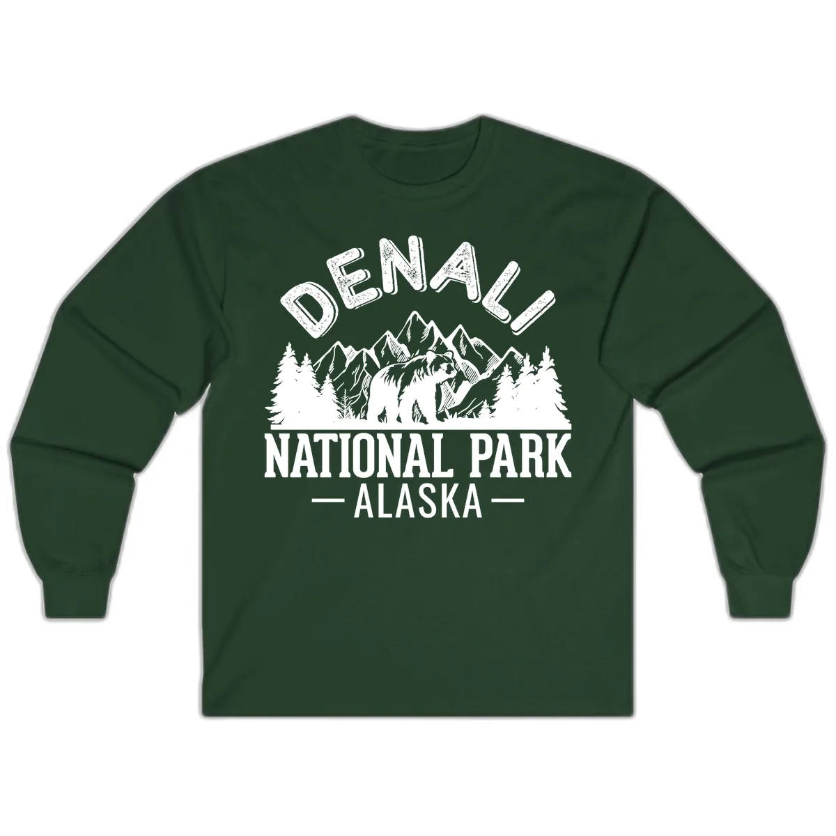 Denali National Park Alaska Long Sleeve in Forest Green