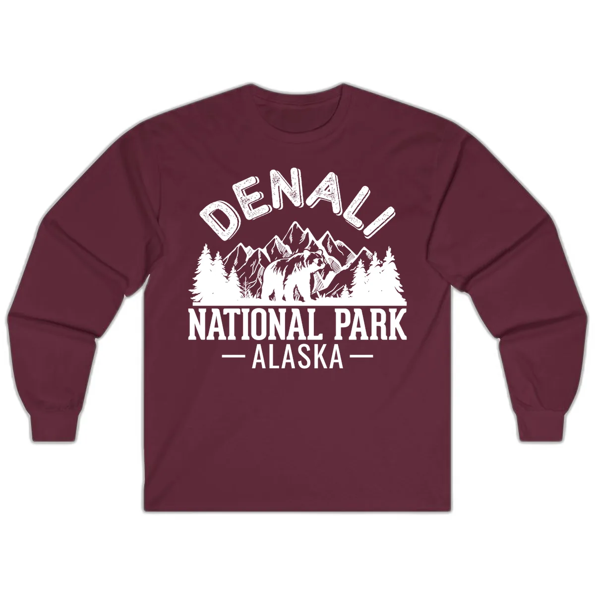 Denali National Park Alaska Long Sleeve in Maroon