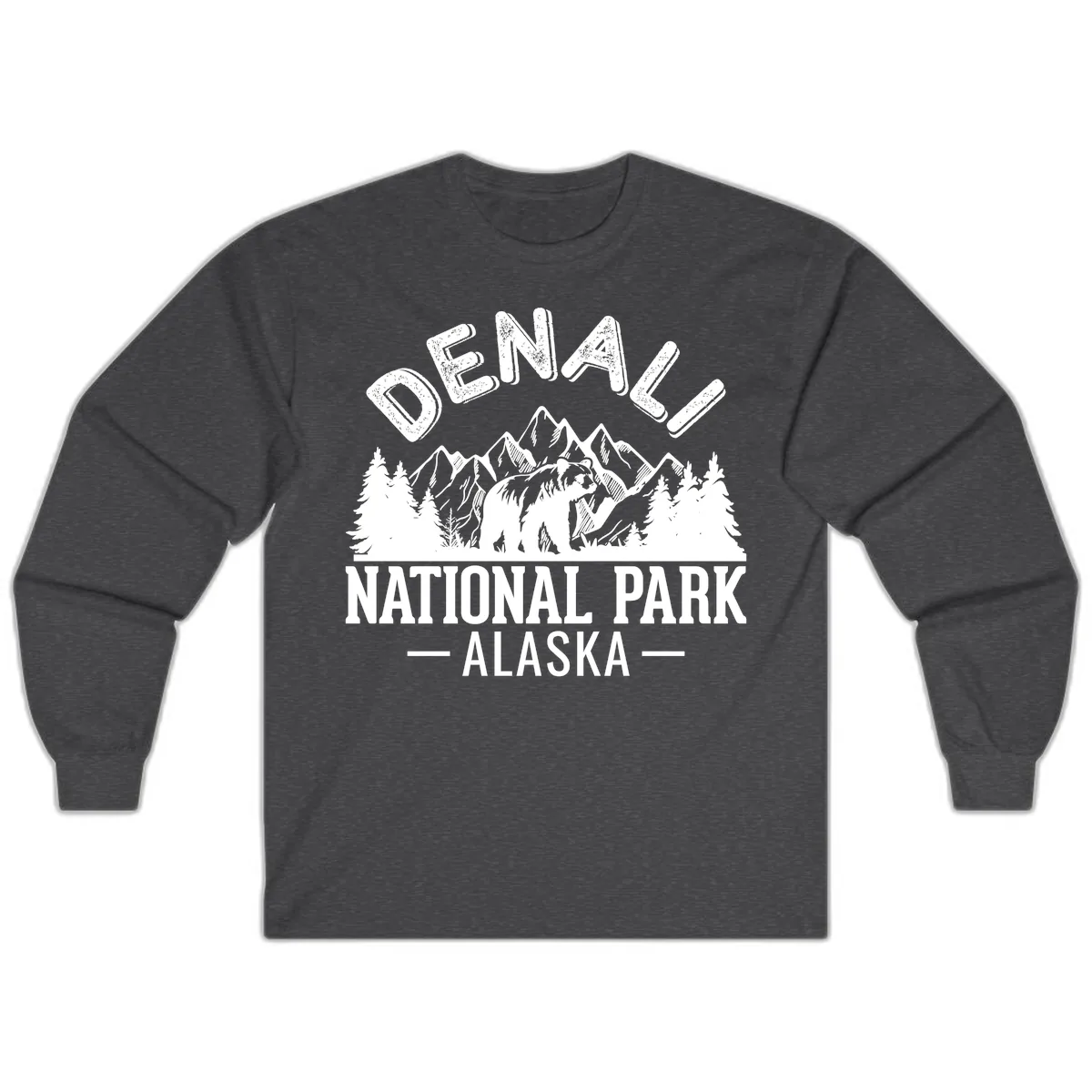 Denali National Park Alaska Long Sleeve in Dark Heather