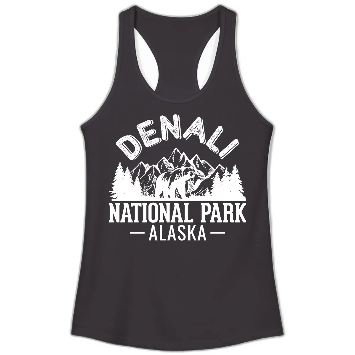 Denali National Park Alaska Ladies Tank in Black