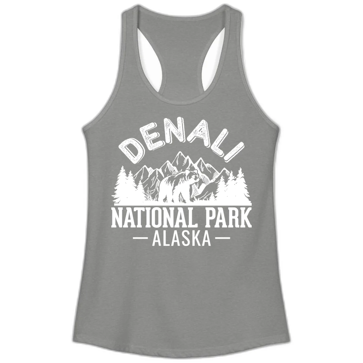 Denali National Park Alaska Ladies Tank in Heather Grey