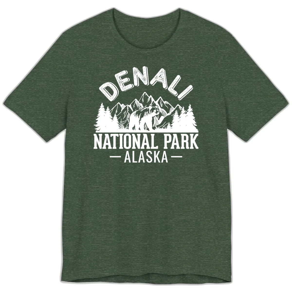 Denali National Park Alaska Premium T-Shirt in Heather Forest
