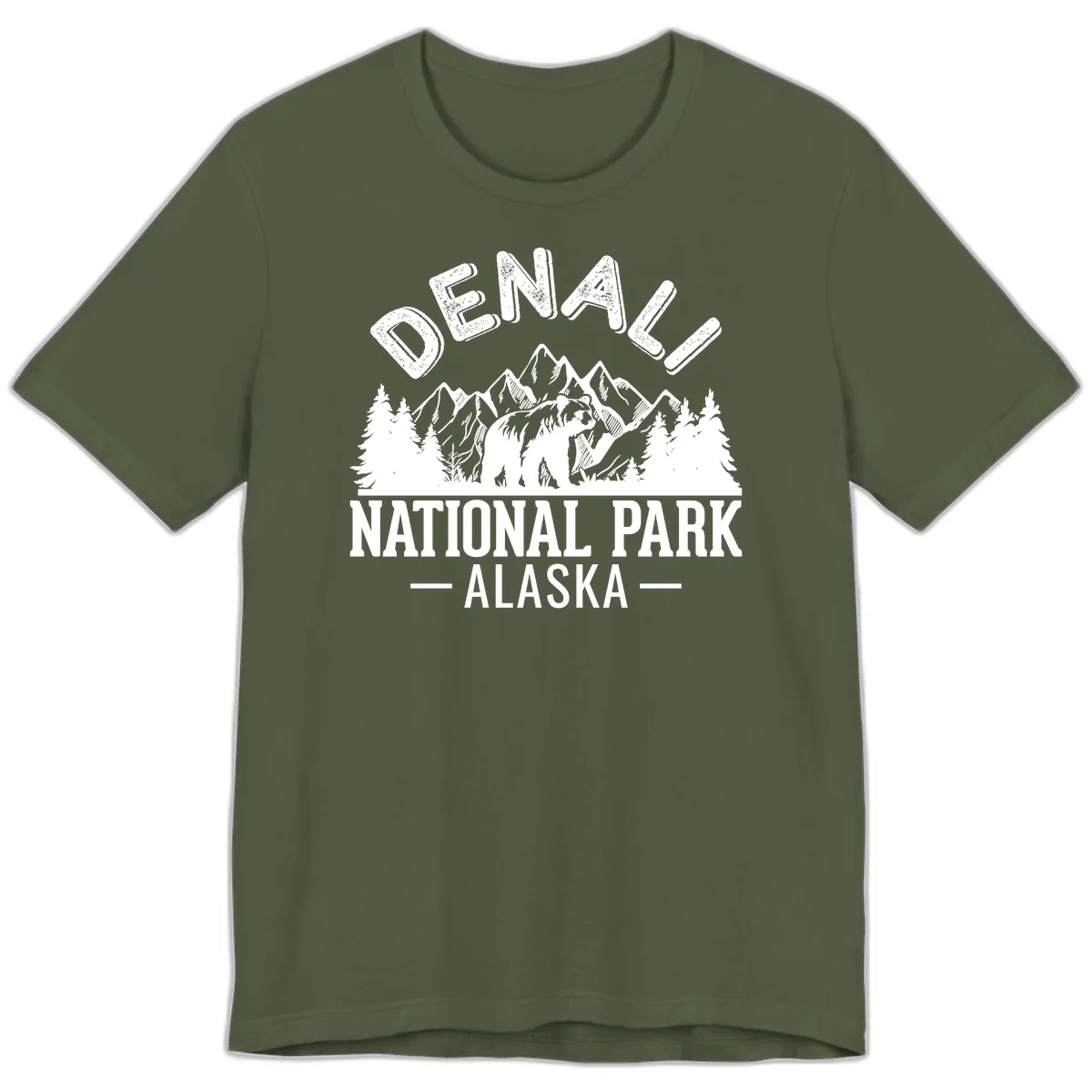 Denali National Park Alaska Premium T-Shirt in Military Green