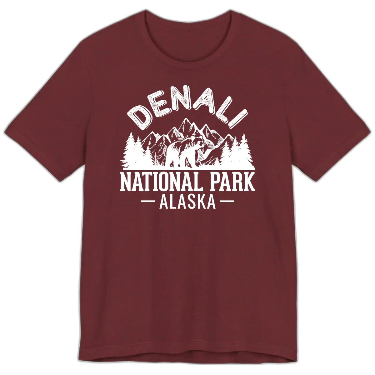 Denali National Park Alaska Premium T-Shirt in Heather Cardinal