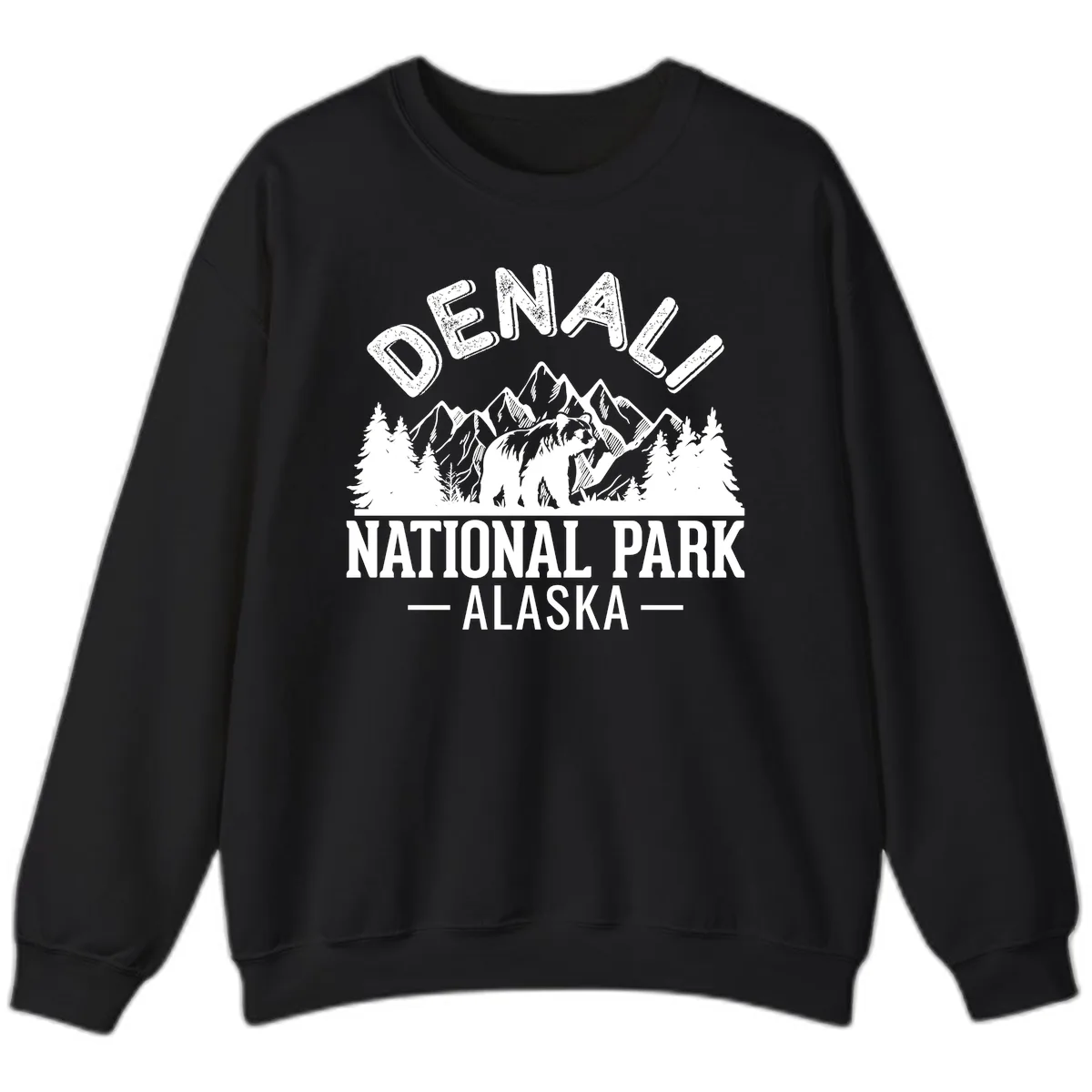 Denali National Park Alaska Sweatshirt in Black