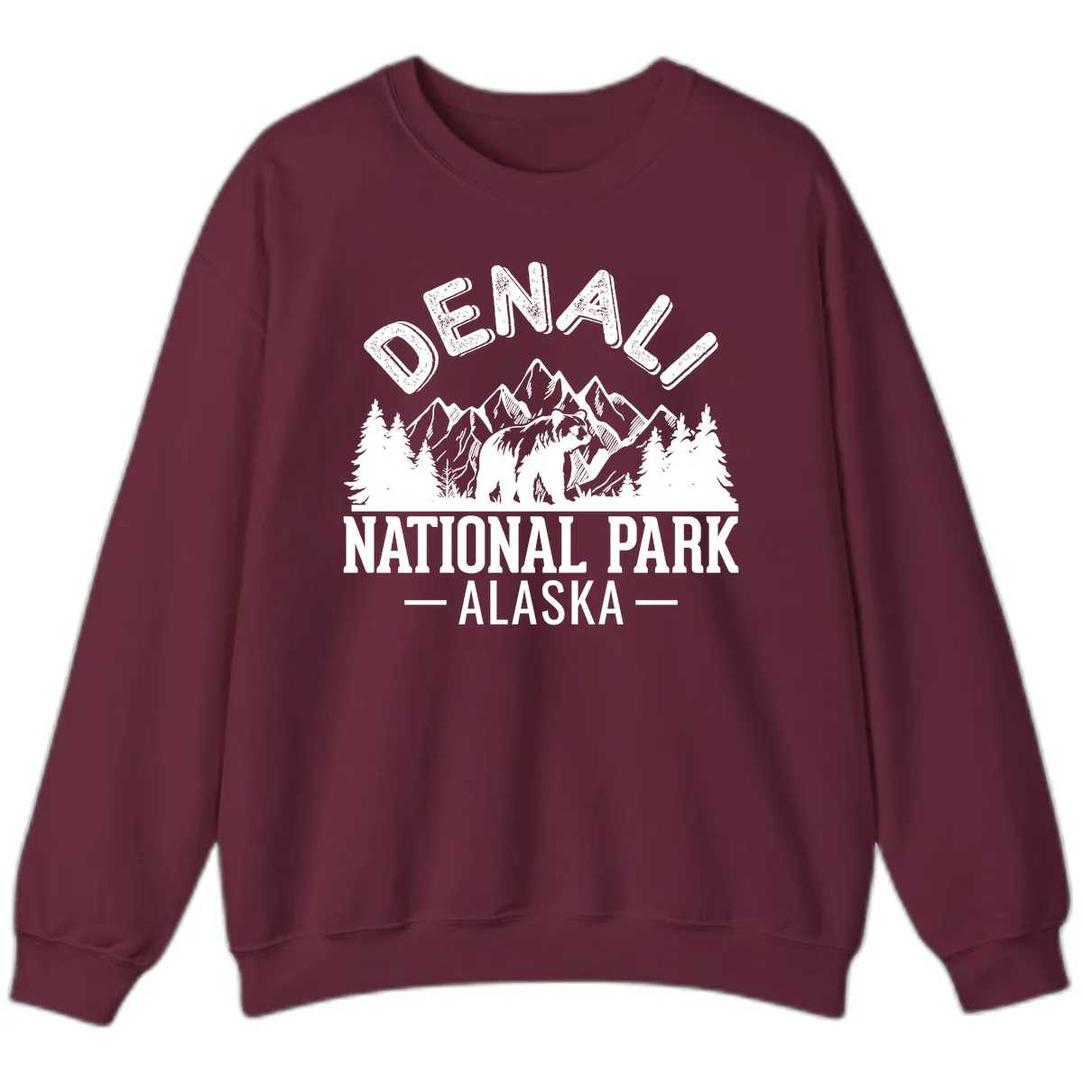 Denali National Park Alaska Sweatshirt in Maroon