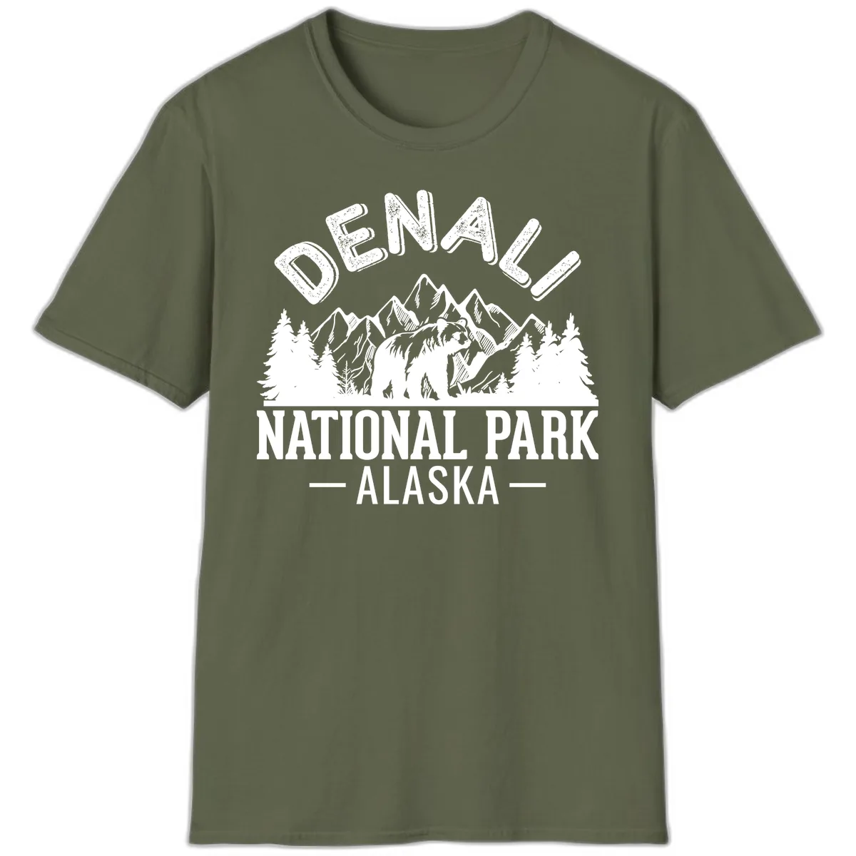 Denali National Park Alaska T-Shirt in Military Green