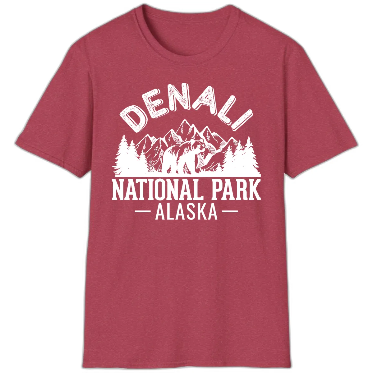 Denali National Park Alaska T-Shirt in Heather Cardinal