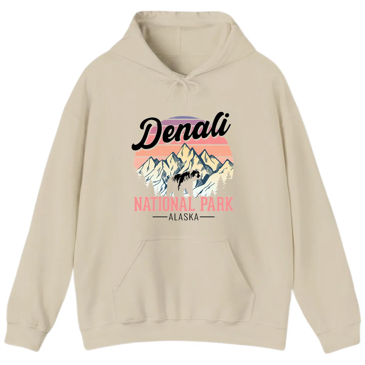 Denali National Park Alaska Bear Hoodie in Sand