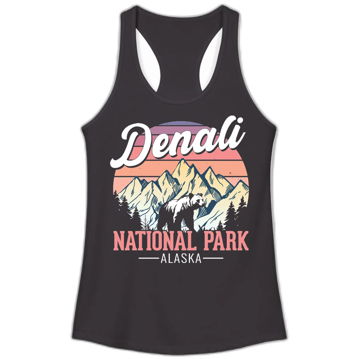 Denali National Park Alaska Bear Ladies Tank in Black