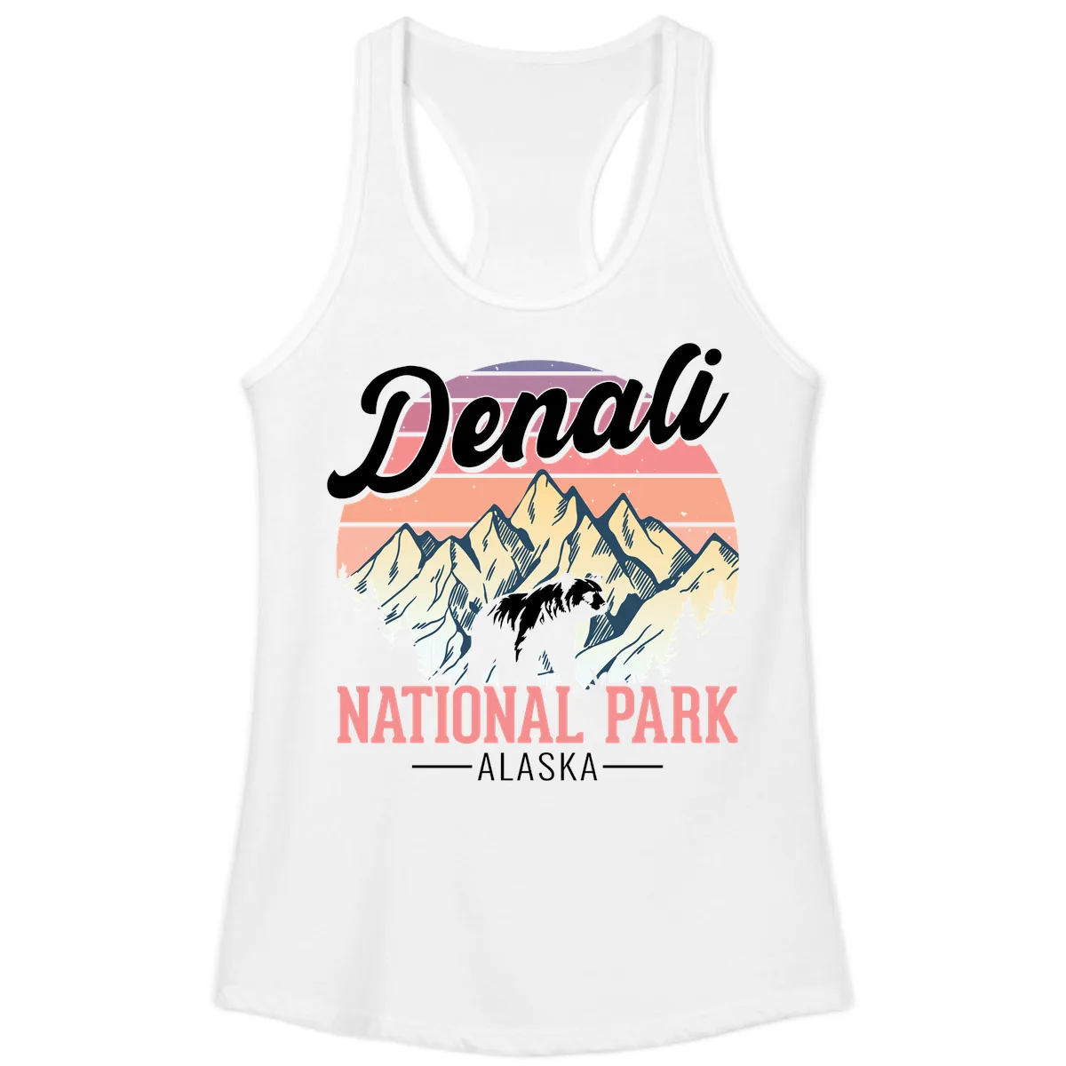 Denali National Park Alaska Bear Ladies Tank in White