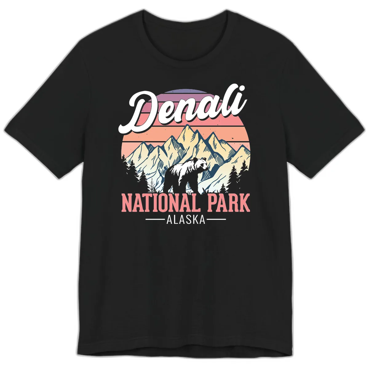 Denali National Park Alaska Bear Premium T-Shirt in Black