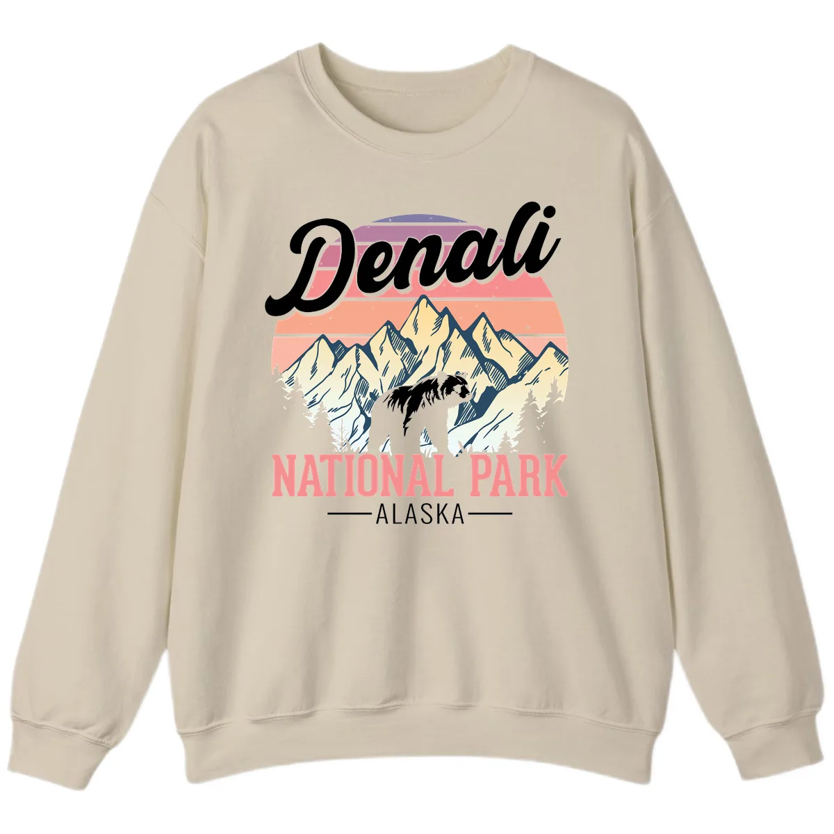 Denali National Park Alaska Bear Sweatshirt in Sand