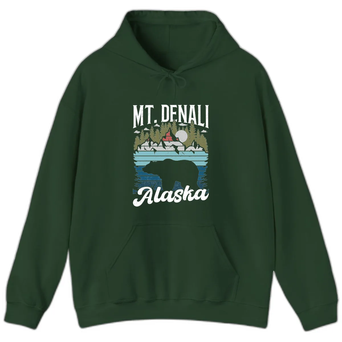 Mt. Denali Alaskan Wilderness Hoodie in Forest Green