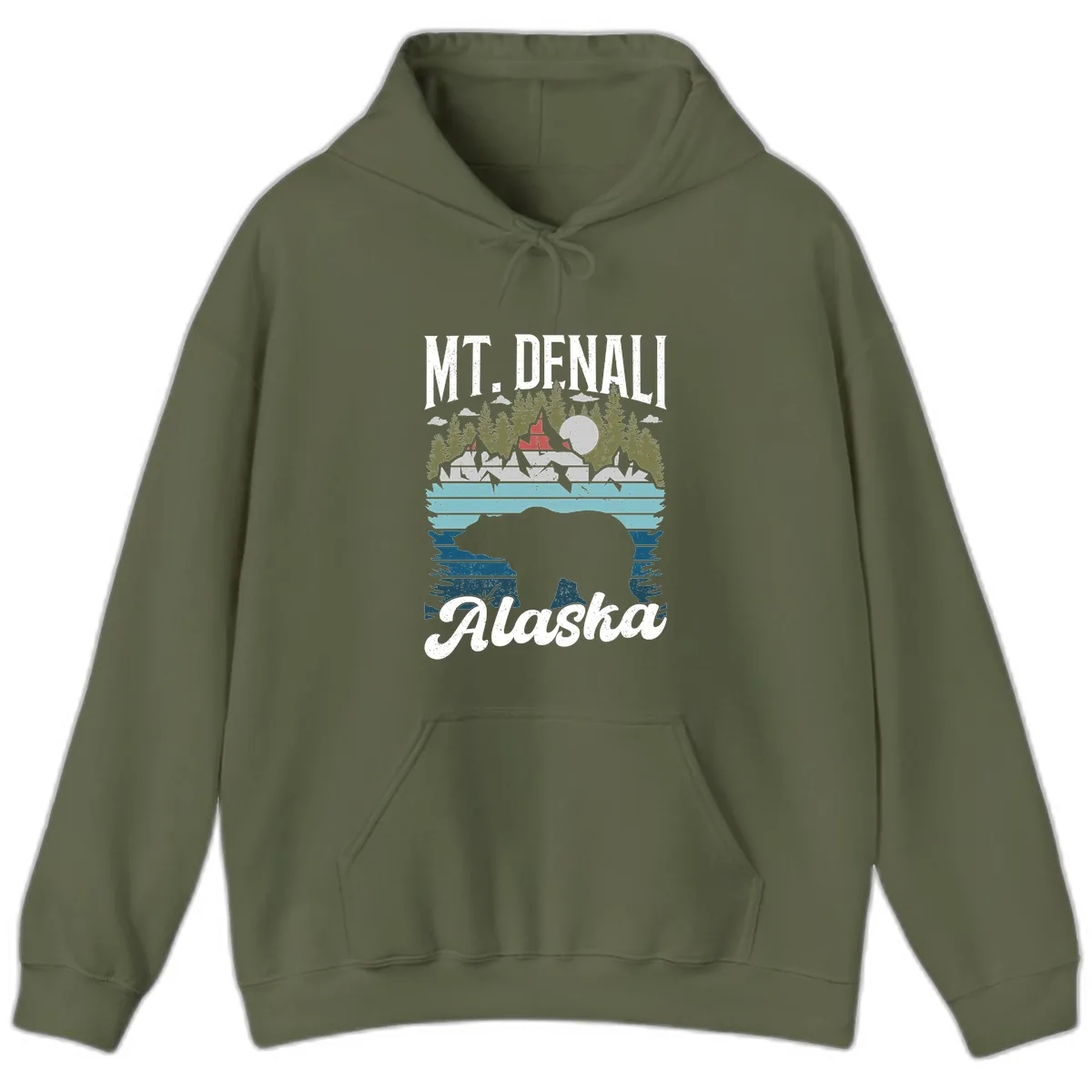 Mt. Denali Alaskan Wilderness Hoodie in Military Green