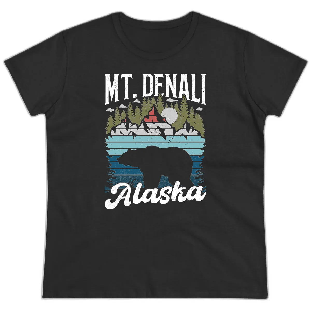 Mt. Denali Alaskan Wilderness Ladies Tee in Black