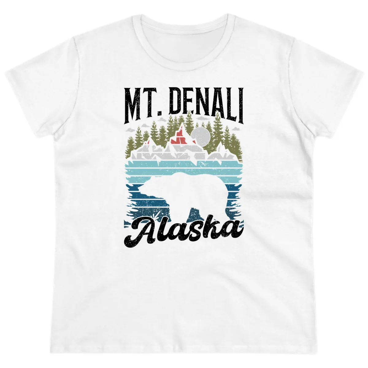Mt. Denali Alaskan Wilderness Ladies Tee in White