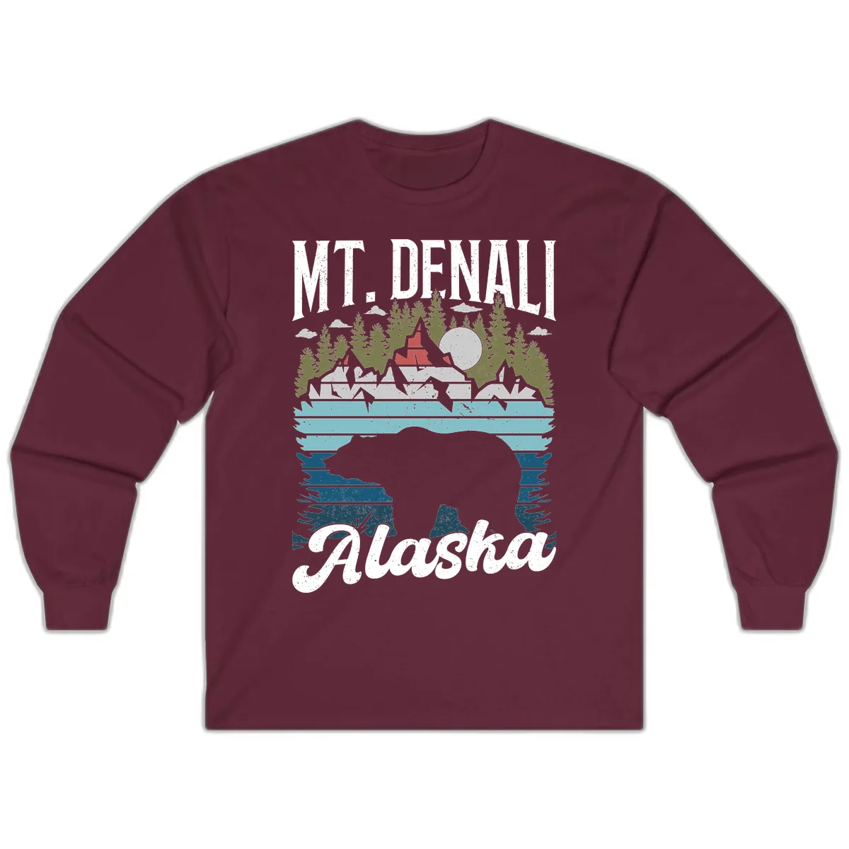 Mt. Denali Alaskan Wilderness Long Sleeve in Maroon