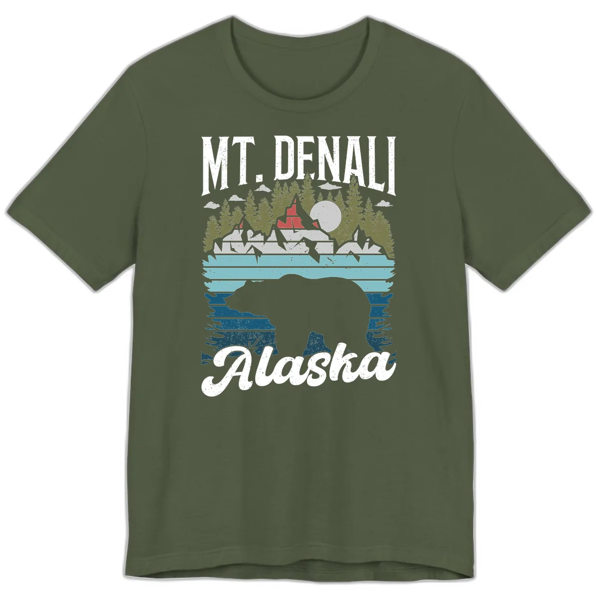 Mt. Denali Alaskan Wilderness Premium T-Shirt in Military Green