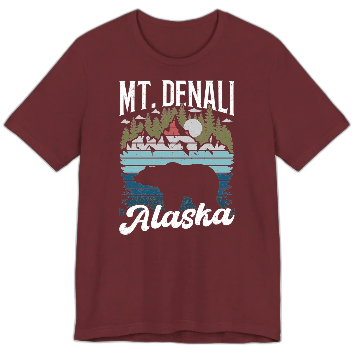 Mt. Denali Alaskan Wilderness Premium T-Shirt in Heather Cardinal