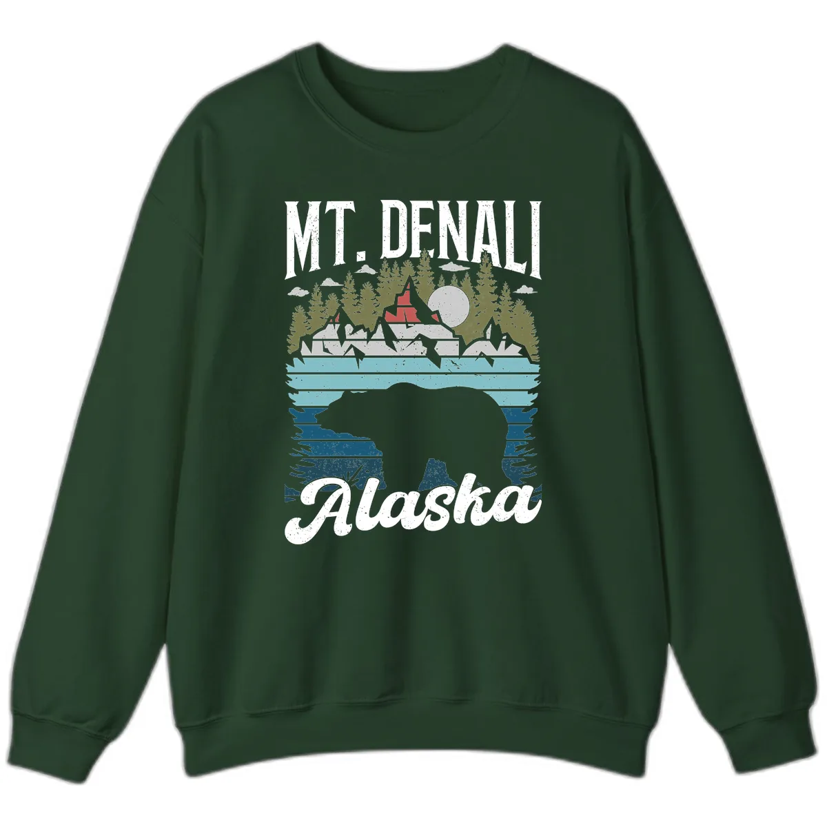 Mt. Denali Alaskan Wilderness Sweatshirt in Forest Green