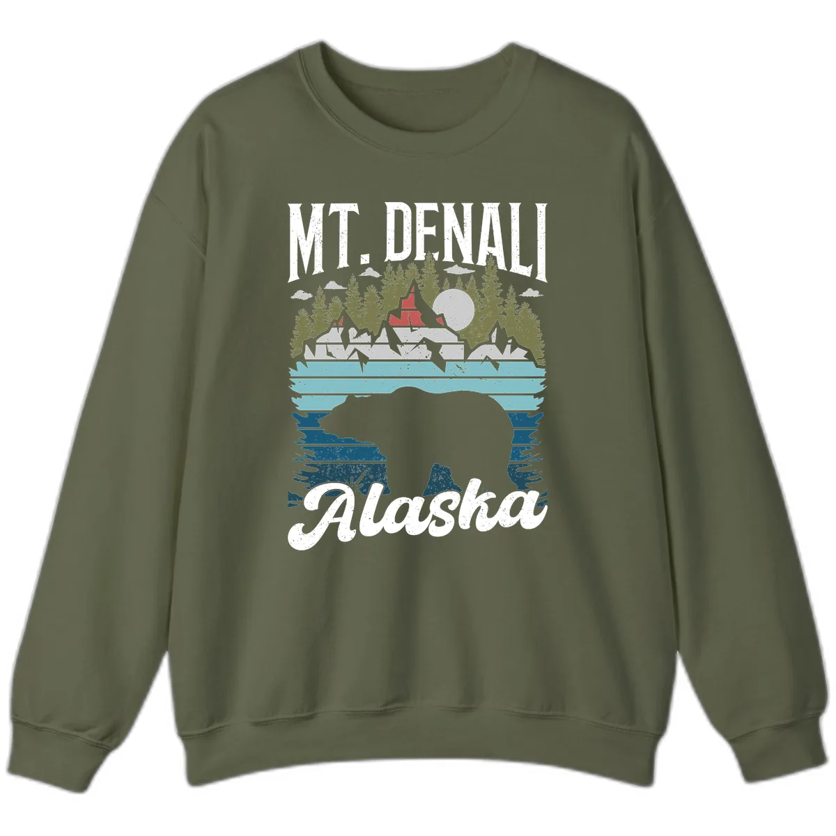 Mt. Denali Alaskan Wilderness Sweatshirt in Military Green