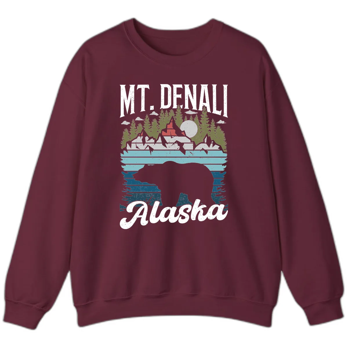 Mt. Denali Alaskan Wilderness Sweatshirt in Maroon