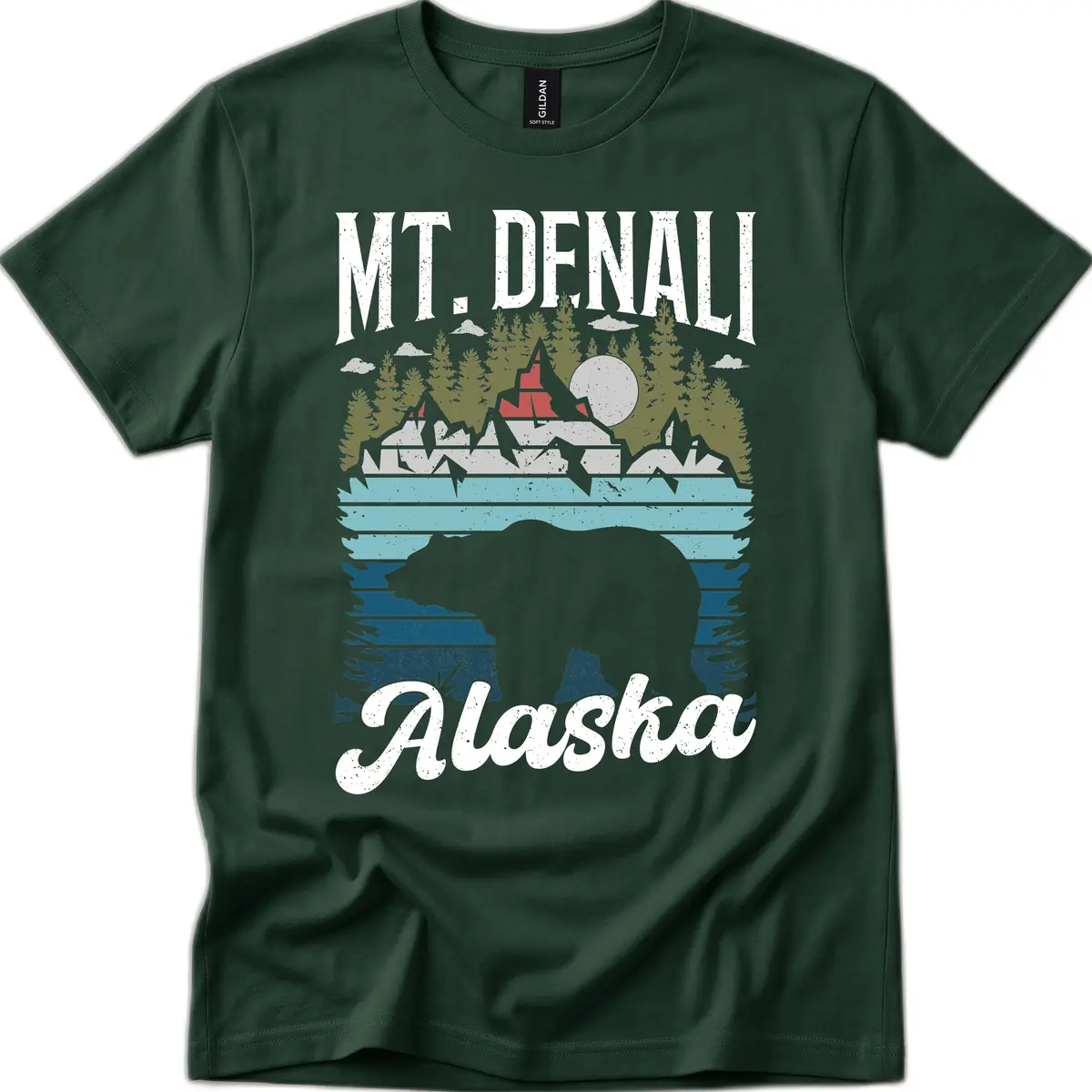 Mt. Denali Alaskan Wilderness T-Shirt in Forest Green