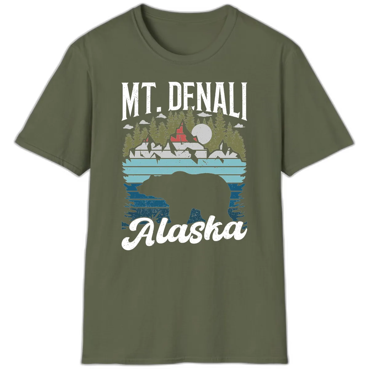 Mt. Denali Alaskan Wilderness T-Shirt in Military Green