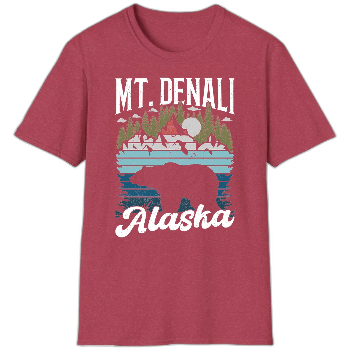 Mt. Denali Alaskan Wilderness T-Shirt in Heather Cardinal