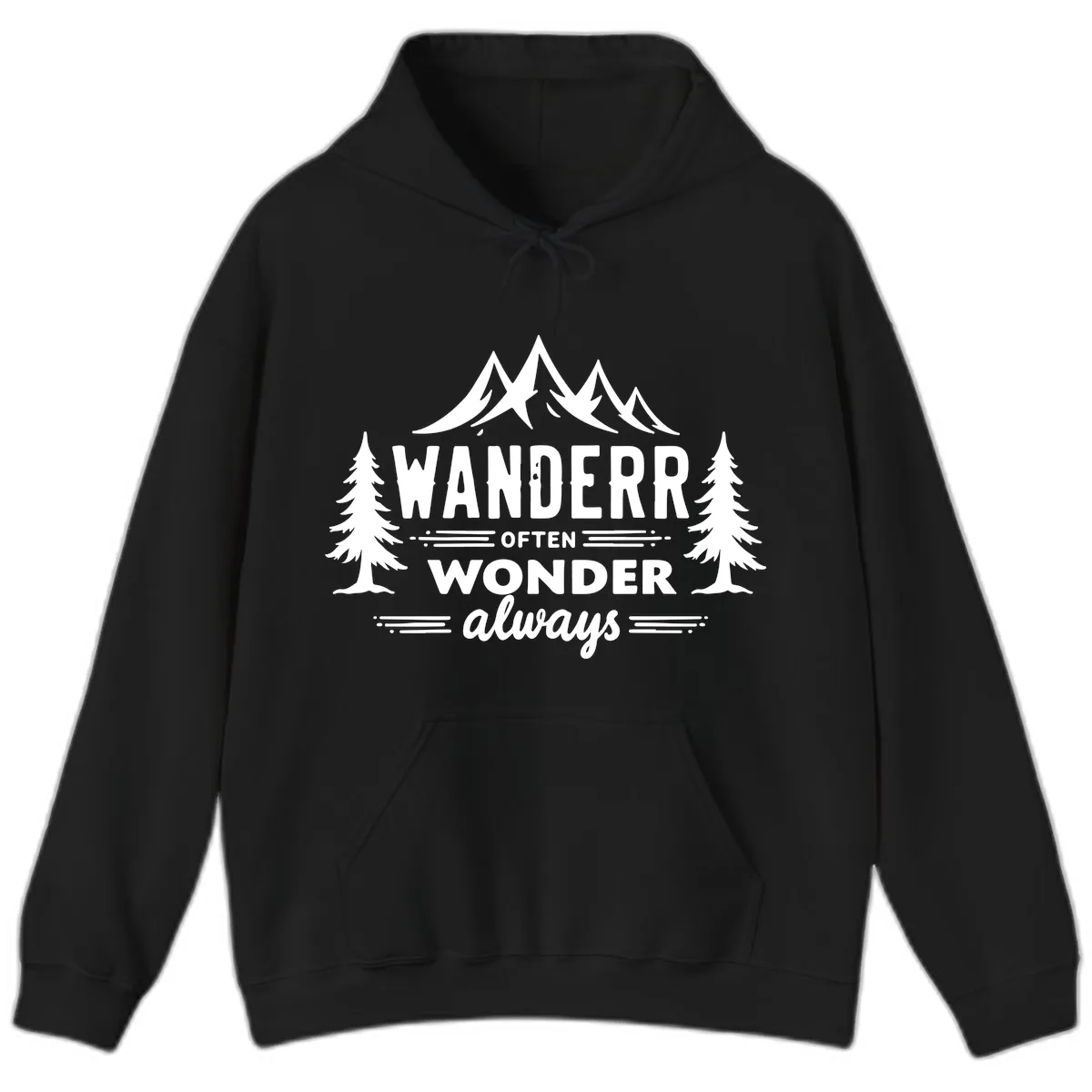 Wander Often Wonder Always Hoodie in Black