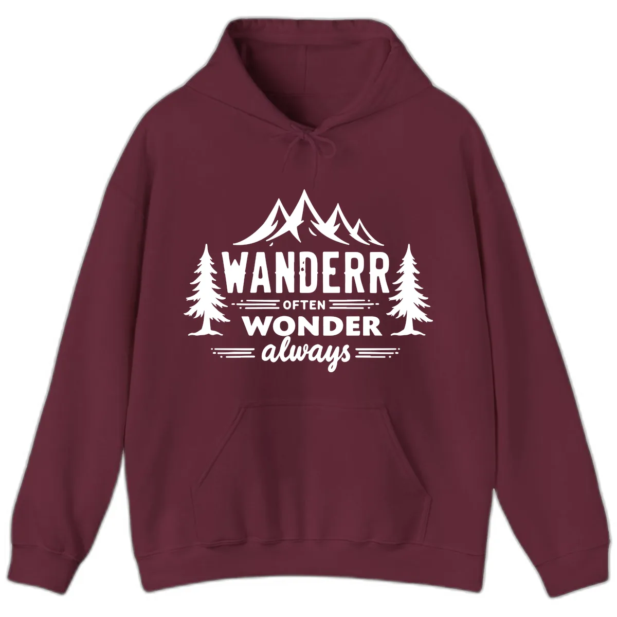Wander Often Wonder Always Hoodie in Maroon