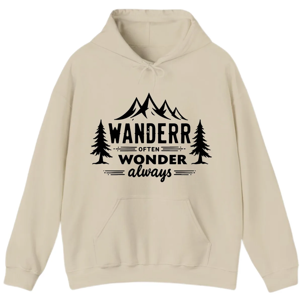 Wander Often Wonder Always Hoodie in Sand