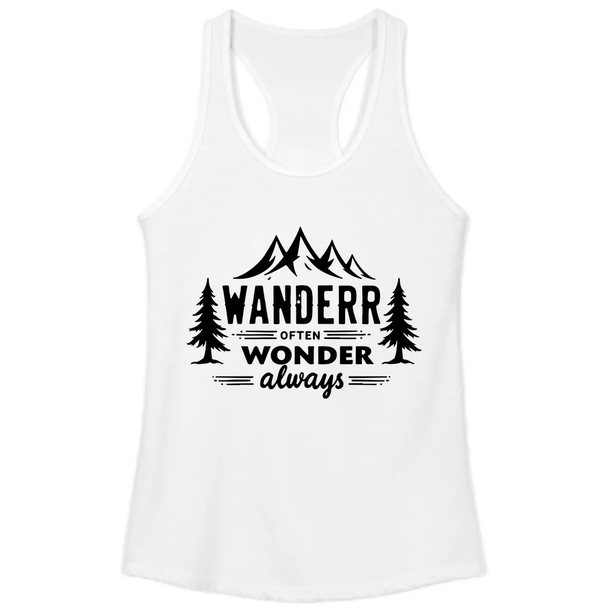 Wander Often Wonder Always Ladies Tank in White